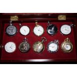 10 pocket watches in display case