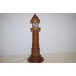 A wooden lighthouse lamp