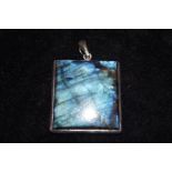 925 Silver pendent set with large blue hard stone