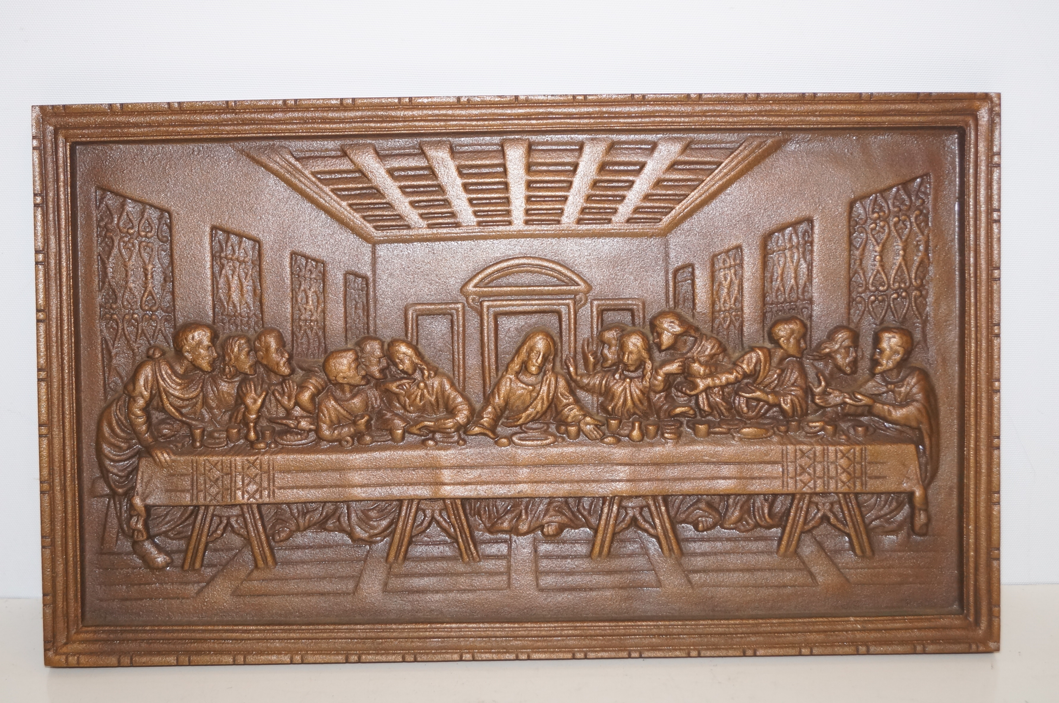 Bronze religious plaque Last Supper 38x23cm