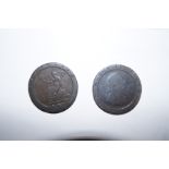 Two George III cartwheel pennies