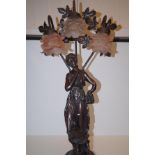 Ornate spelter 3 branch lamp total height- 85cm