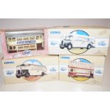 Collection of 4 boxes Corgi busses