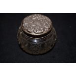 Silver lidded dressing table jar