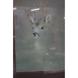 Framed pastel, portrait of a deer