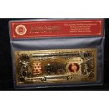 $10 bank note, 24ct gold with COA