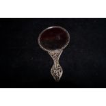 Victorian Chinese filigree silver hand held mirror