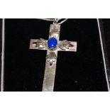Silver necklace and Cross pendant, stamped Sterlin