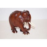 Carved African elephant, with ivory