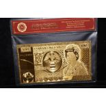 Fifty pound, 24ct gold bank note, with COA