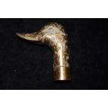 Brass duck head, walking stick handle