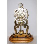 Brass fusee pendulum skeleton clock. 55 cm Height