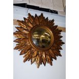 Early 20th century sunburst mirror, Gilt frame wit