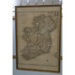 George III framed Map of Ireland, divided into Pro