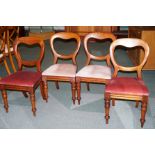 Set of four Victorian balloon-back dining chairs,