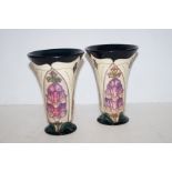 Pair of Moorcroft vases in the Foxglove pattern, h