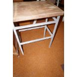 Butchers block on a steel frame