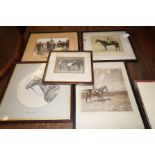 Four early horse racing photographs and one other