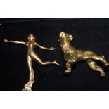 Art deco bronze figure, height 13cm, together with