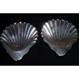 Pair of Mapplin & webb silver shell dishes (London