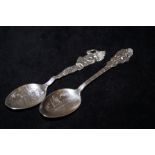 Two American silver souvenir spoons, Pittsburgh an