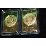 2 CCCP Gold Plated Commemorative Ingot