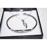 Sterling silver bangle, with matching chain & pend