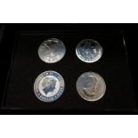 Case set of four 1oz silver coins