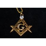 Yellow Metal Masonic Chain and Pendant. Total Weig