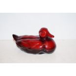 Royal Doulton flambe duck signed noke Length 20cm