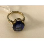 A 9ct large blue stone dress ring