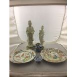 Oriental items to inc Cantonese plates, blanc de chine,