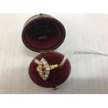 A Victorian 18ct gold diamond & ruby dress ring