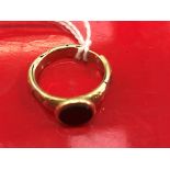 A Victorian gold bloodstone ring with inscription