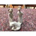 A pair of Lladro figures in nightshirts;