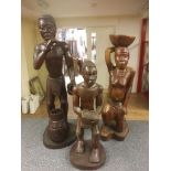 Three large African carvings