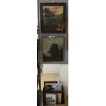 A quantity of pictures to include a landscape oil on canvas by Charles Morris;