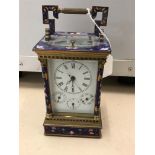 A Chinoiserie enamelled repeater carriage clock