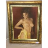 An oil on canvas depicting a nude lady, signed lower right 'J Challis',