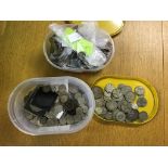 Three boxes of American and British coins