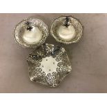 A pair of pierced HM silver bon bon dishes;