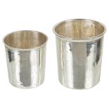 Two 19th Century French Silver Beakers: Of different sizes and cylindrical form,