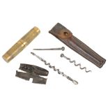 A Quantity of Georgian Peg and Worm Corkscrews: A cased Peg and Worm corkscrew,