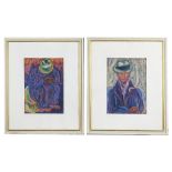 South American School (20th century): A pair of portraits of figural subjects, pastel,