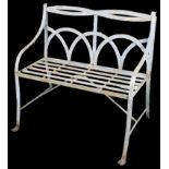 A Regency Steel Bench: With reeded pierced design and double arched back,