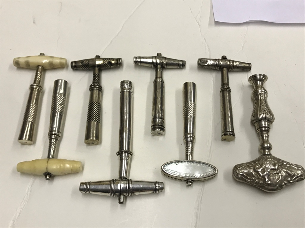 Eight Silver Travel/Pocket Corkscrews: To include Georgian and later examples, - Image 2 of 5