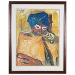 After Irma Stern (South African, 1894-1966): Portrait of a South African lady, colour print,