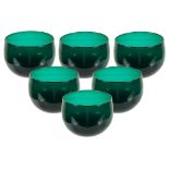 Six Green Glass Bristol Finger Bowls CONDITION REPORT: Good condition