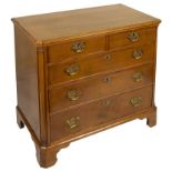 A Mahogany George III Two Over Three Chest of Drawers: On wide bracket feet,