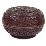 A Chinese round red-lacquered box with lid: 18th/19th century,